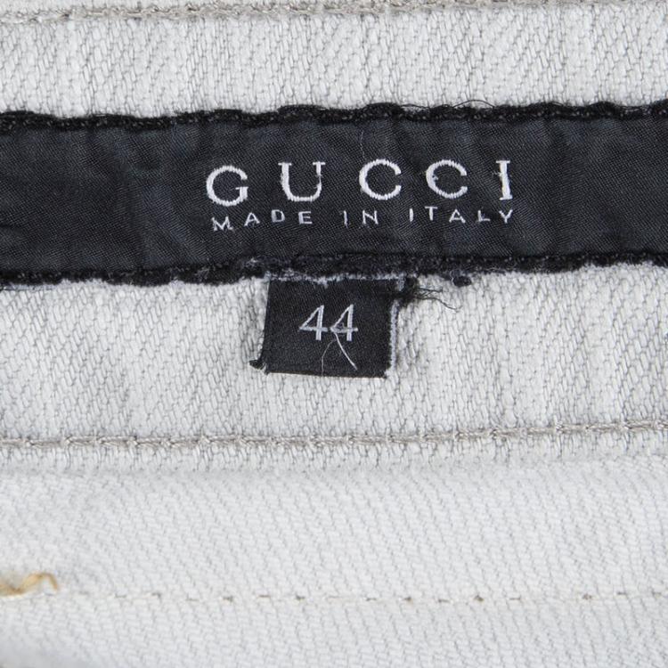 Pre Owned Gucci Light Washed Grey Denim Skinny Jeans M