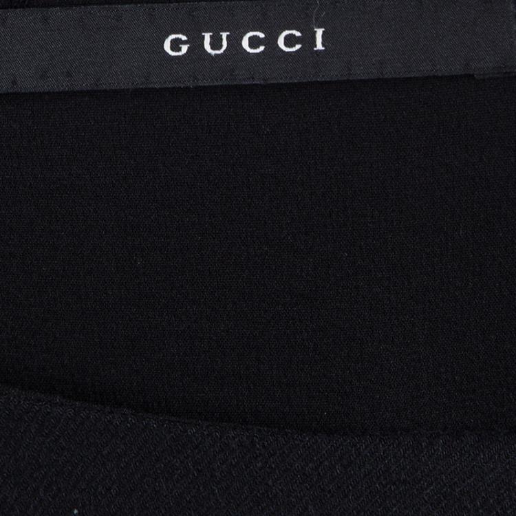 Pre Owned Gucci Black Cutout Detail Metal Trim Shift Dress M
