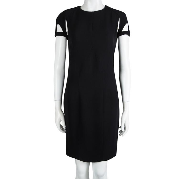 Pre Owned Gucci Black Silk Cutout Shift Dress M
