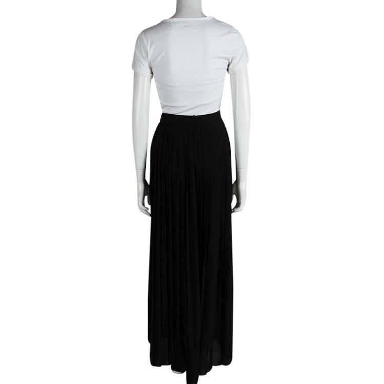 Pre Owned Gucci Black Pleated Silk Maxi Skirt S