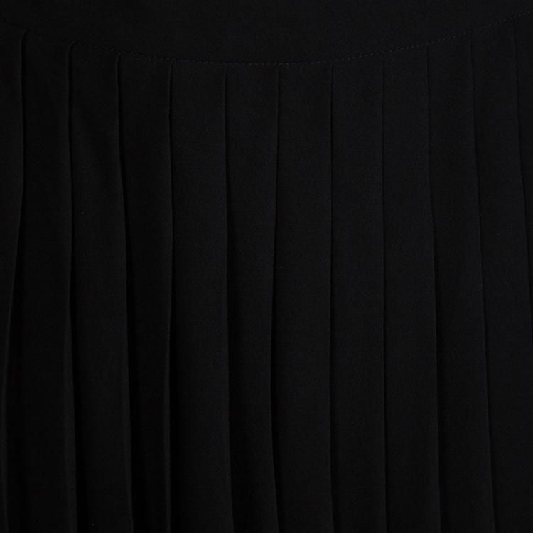 Pre Owned Gucci Black Pleated Silk Maxi Skirt S