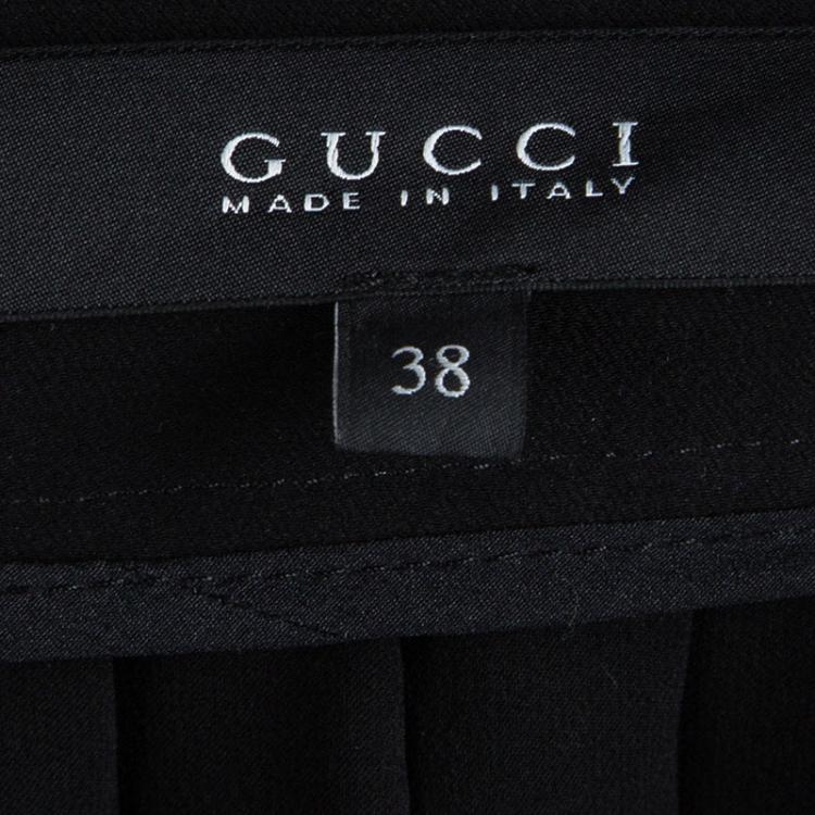 Pre Owned Gucci Black Pleated Silk Maxi Skirt S
