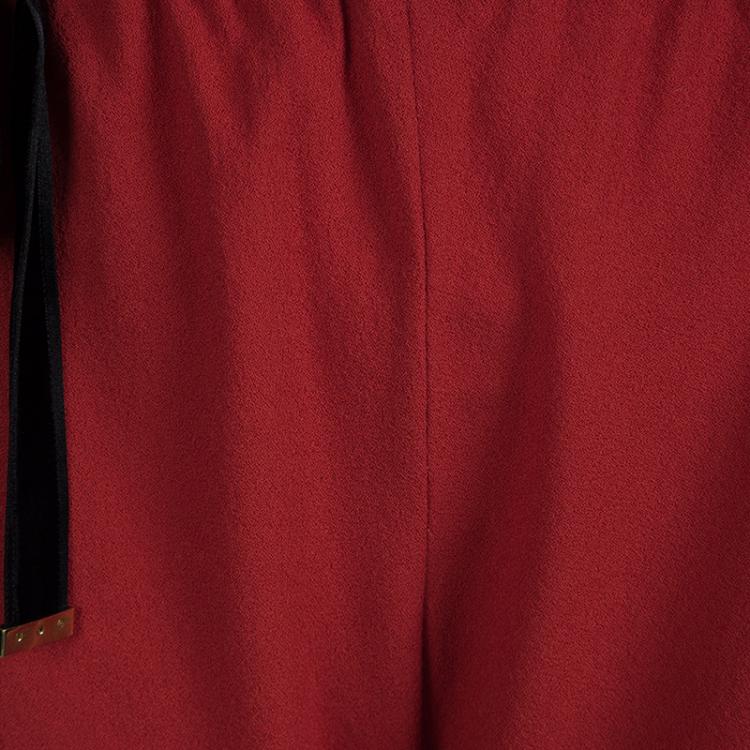 Pre Owned Gucci Red Wool Tie Detail Pants S