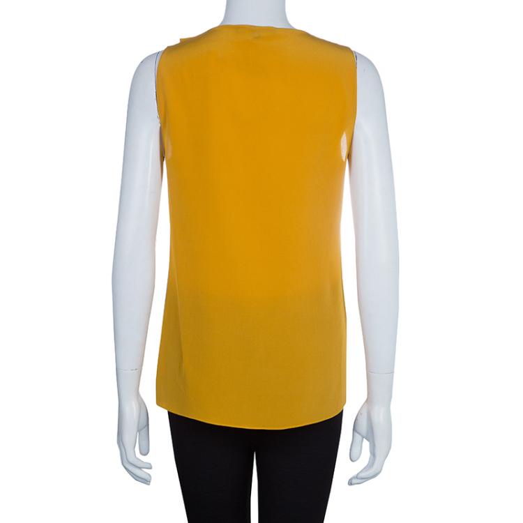 Pre Owned Gucci Mustard Yellow Sleeveless Top S