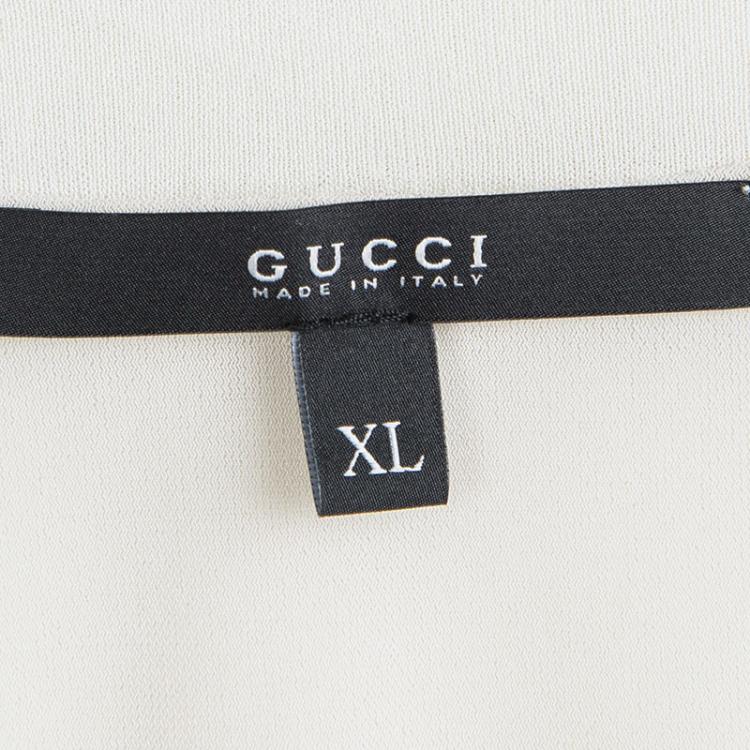 Pre Owned Gucci Pastel Grey Knit Draped Short Sleeve Top XL