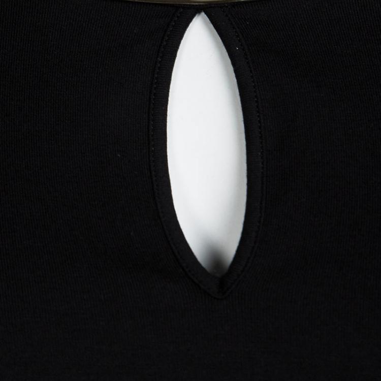 Pre Owned Gucci Black Knit Metal Logo Detail Long Sleeve T-Shirt XL