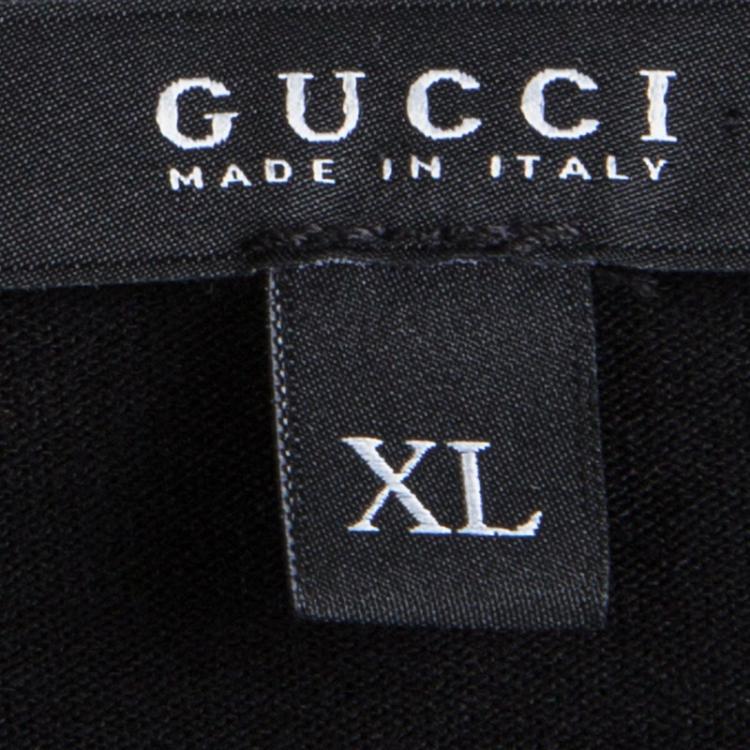 Pre Owned Gucci Black Knit Metal Logo Detail Long Sleeve T-Shirt XL