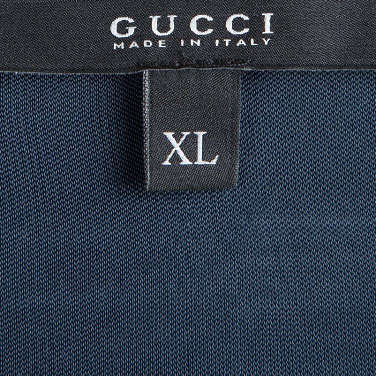 Pre Owned Gucci Navy Blue Horsebit Detail Long Sleeve Top XL