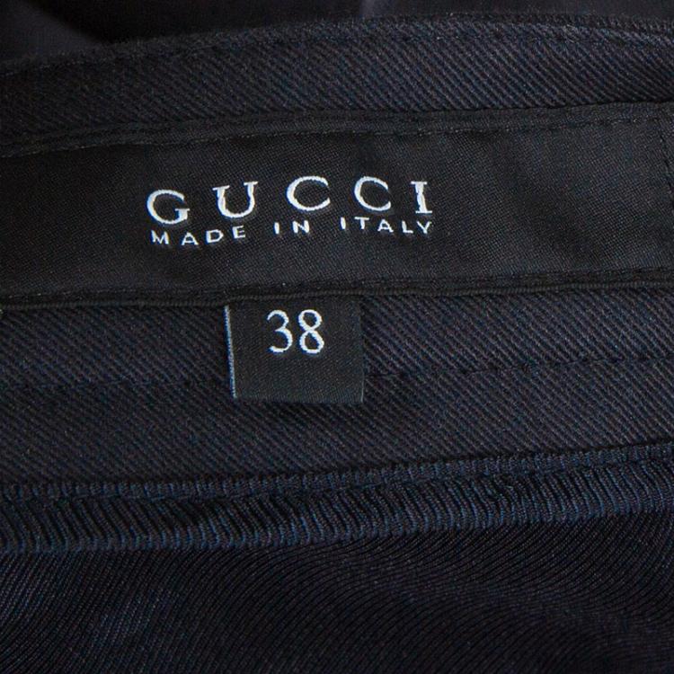 Pre Owned Gucci Navy Blue Straight Fit Pants S
