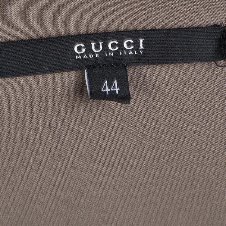 Pre Owned Gucci Brown Silk Belted Long Sleeve Jumpsuit M