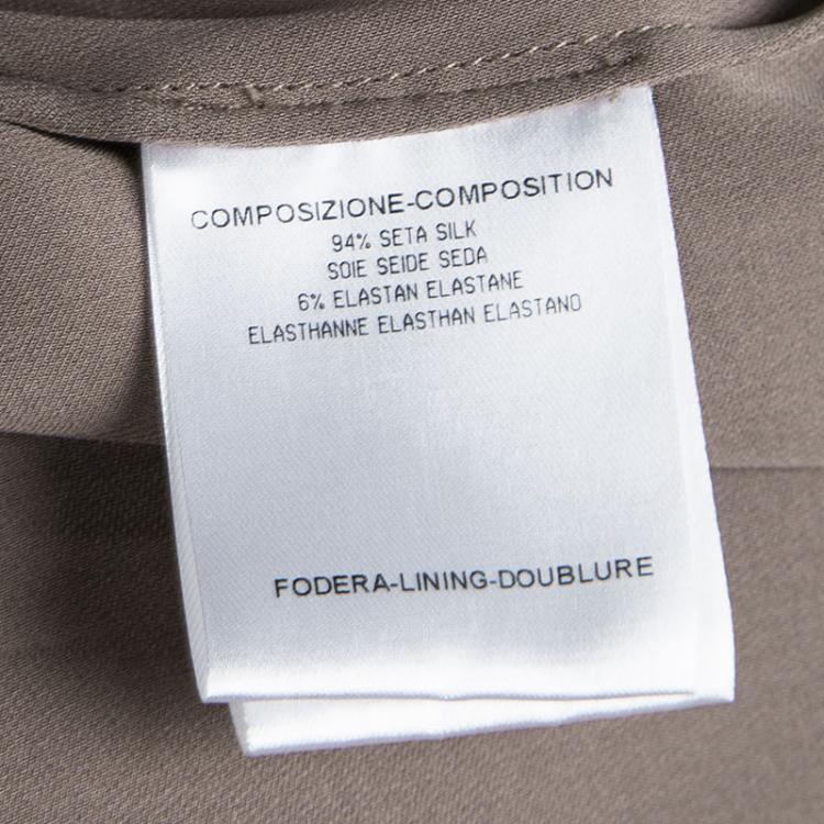 Pre Owned Gucci Brown Silk Belted Long Sleeve Jumpsuit M