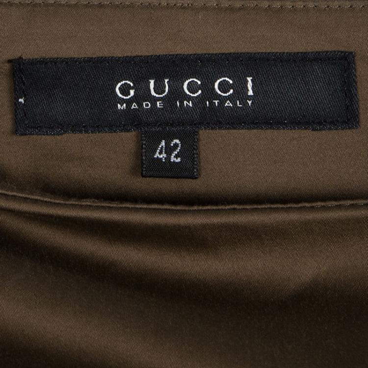 Pre Owned Gucci Brown Cotton Paneled Slit Detail Skirt M