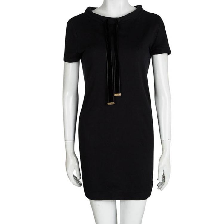 Pre Owned Gucci Black Cotton Knit Shift Dress M