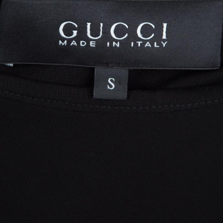 Pre Owned Gucci Black Knit Long Sleeve Belted Dress S