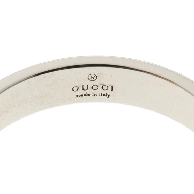 Pre Owned Gucci Icon White Gold Band Ring Size 59