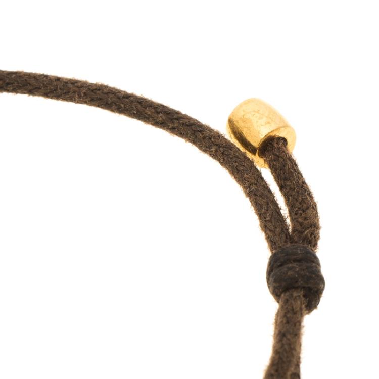 Pre Owned Gucci Icon Yellow Gold Adjustable Cord Bracelet 