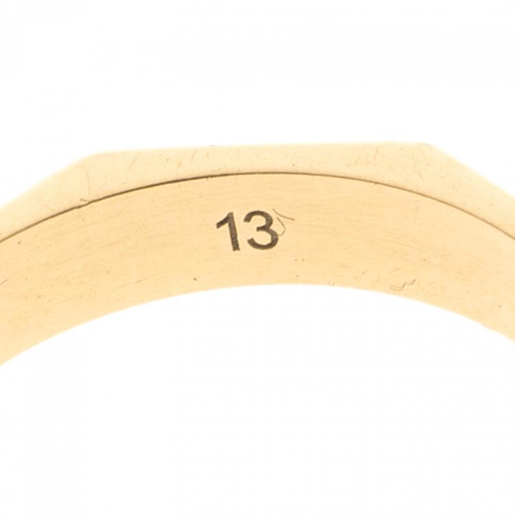 Pre Owned Gucci Octagonal 18K Yellow Gold Ring Size 52.5