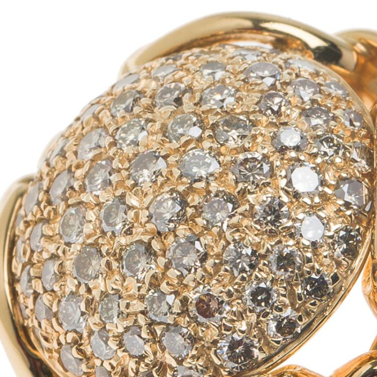 Pre Owned Gucci Horsebit Dome Diamond and Yellow Gold Ring Size 50.5