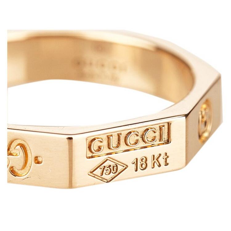 Pre Owned Gucci Icon Rose Gold Ring Size 51