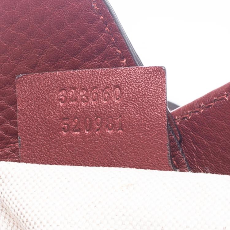 Pre Owned Gucci Red Leather Bamboo Top Handle Shopper Tote