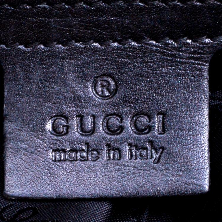 Pre Owned Gucci Black Leather Pop Bamboo Top Handle Bag