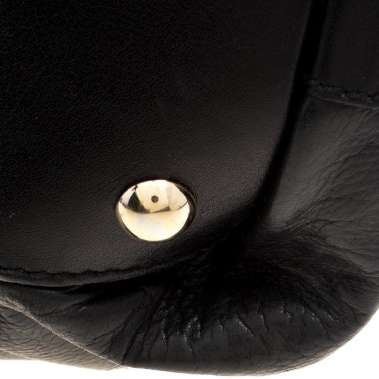 Pre Owned Gucci Black Leather Pop Bamboo Top Handle Bag