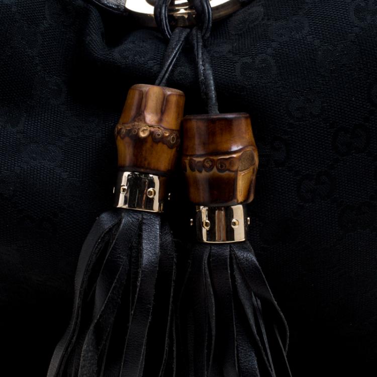 Pre Owned Gucci Black GG Canvas Large Indy Top Handle Bag