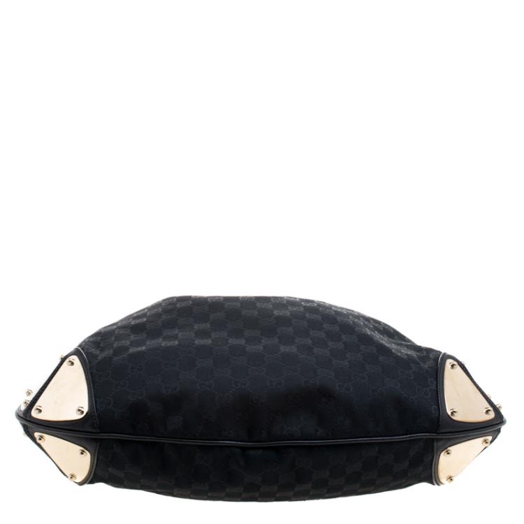 Pre Owned Gucci Black GG Canvas Large Indy Top Handle Bag