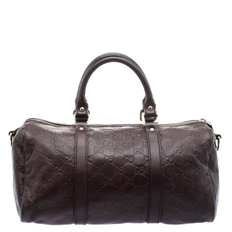 Pre Owned Gucci Dark Brown Guccissima Leather Medium Joy Boston Bag