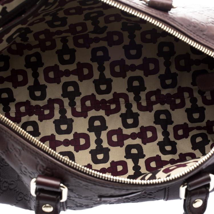 Pre Owned Gucci Dark Brown Guccissima Leather Medium Joy Boston Bag