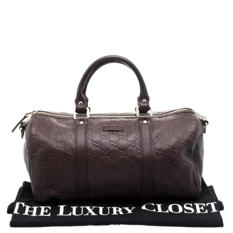 Pre Owned Gucci Dark Brown Guccissima Leather Medium Joy Boston Bag