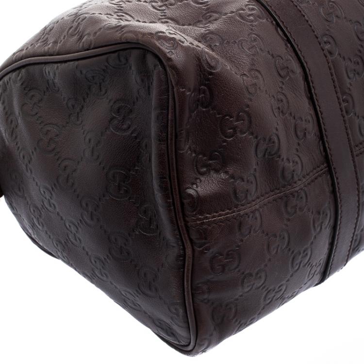 Pre Owned Gucci Dark Brown Guccissima Leather Medium Joy Boston Bag