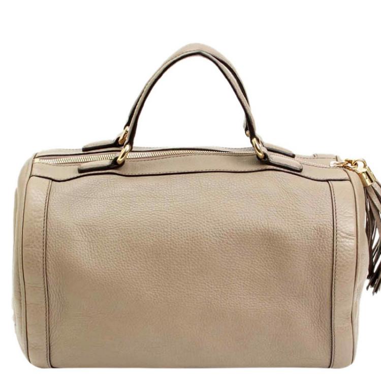 Pre Owned Gucci Beige Leather Soho Boston Bag