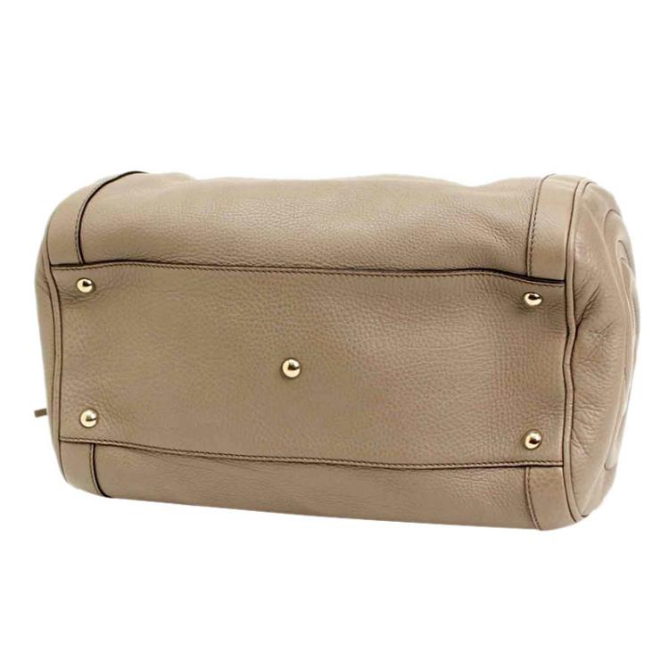 Pre Owned Gucci Beige Leather Soho Boston Bag