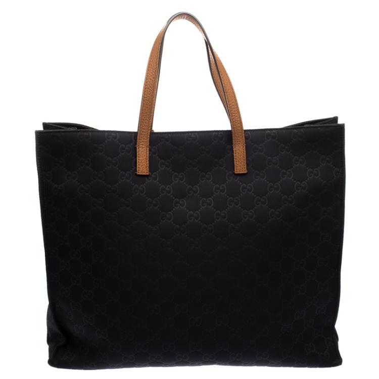 Pre Owned Gucci Black GG Nylon Shopping Tote