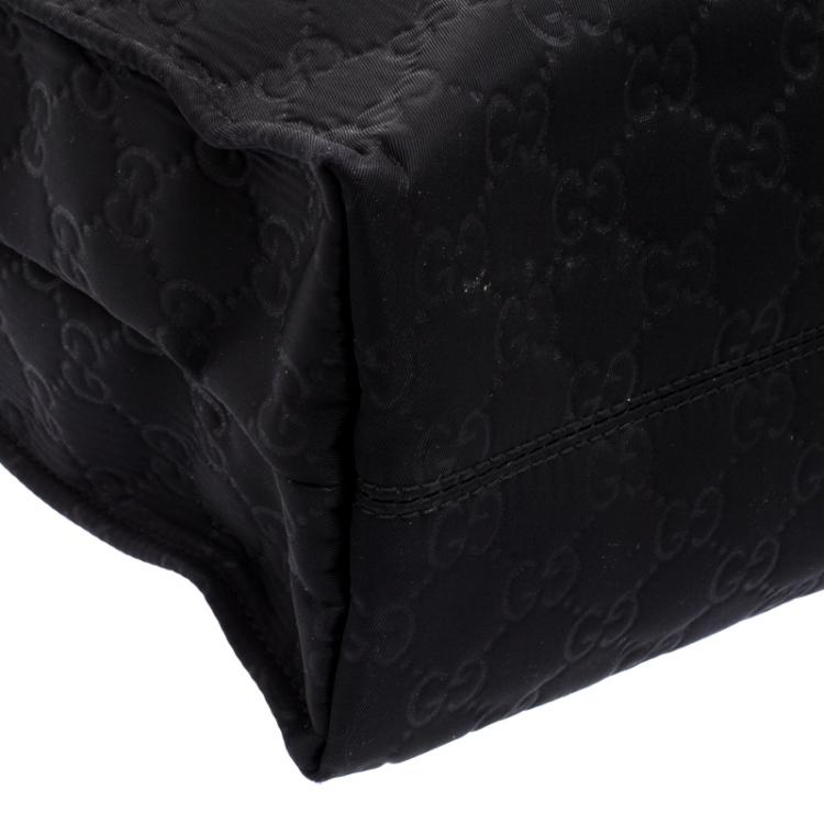 Pre Owned Gucci Black GG Nylon Shopping Tote