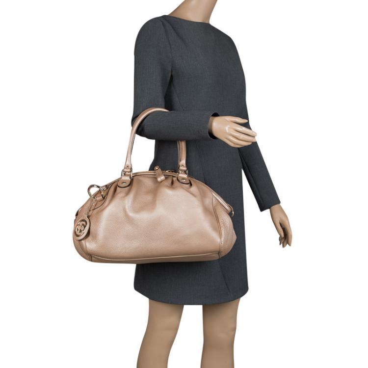 Pre Owned Gucci Beige Leather Medium Sukey Boston Bag