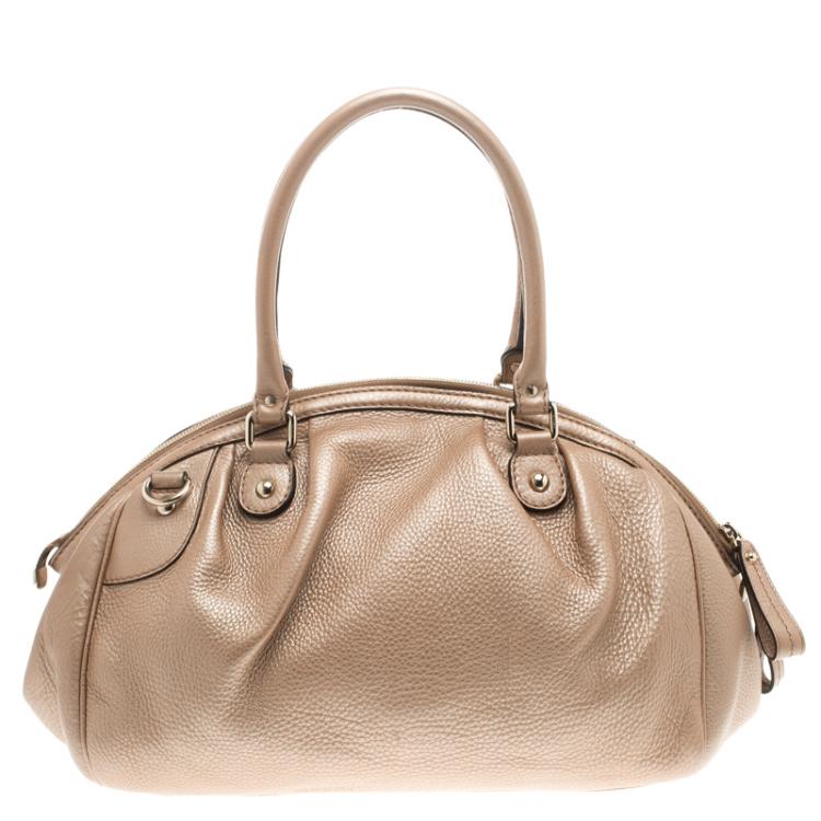 Pre Owned Gucci Beige Leather Medium Sukey Boston Bag
