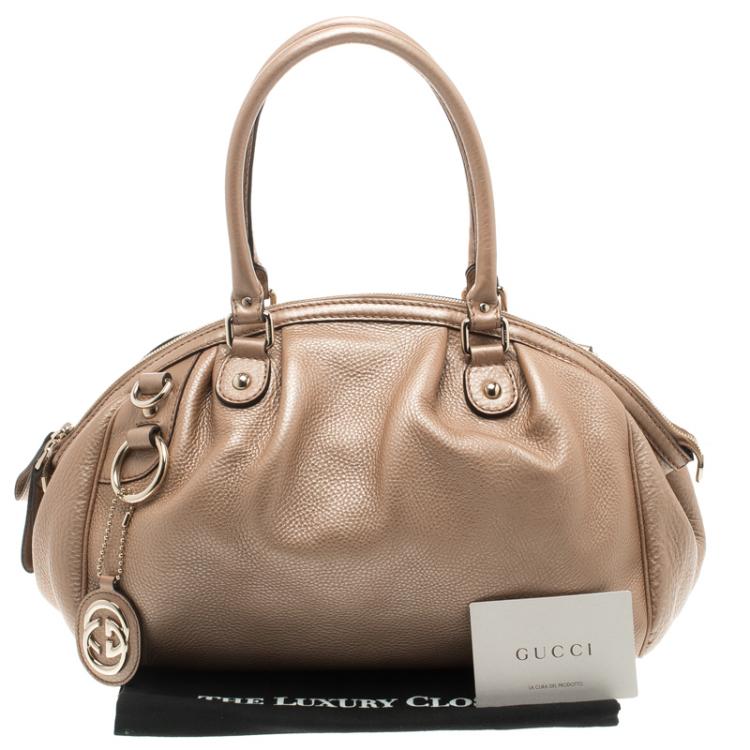 Pre Owned Gucci Beige Leather Medium Sukey Boston Bag