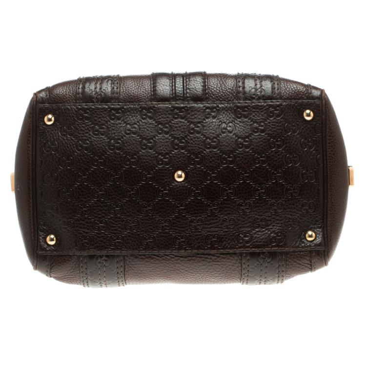 Pre Owned Gucci Dark Brown Guccissima Leather Aviatrix Boston Bag