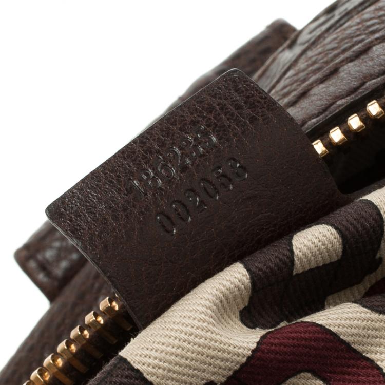 Pre Owned Gucci Dark Brown Guccissima Leather Aviatrix Boston Bag