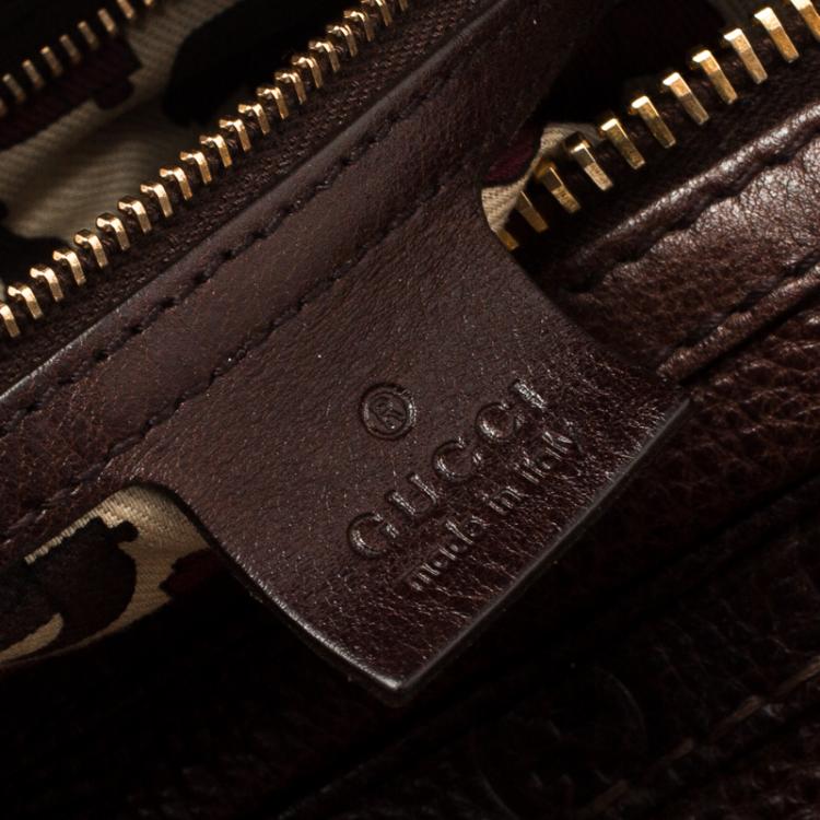 Pre Owned Gucci Dark Brown Guccissima Leather Aviatrix Boston Bag