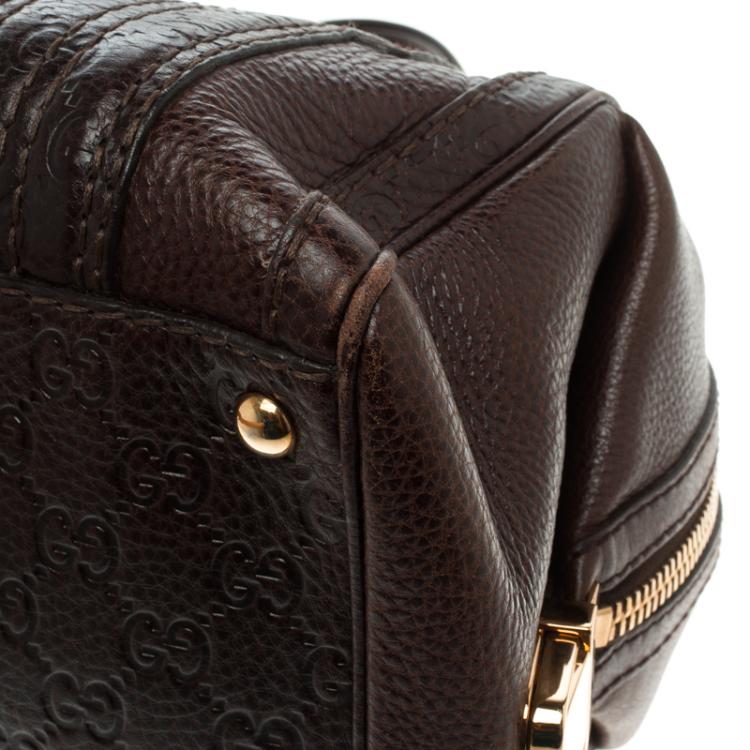 Pre Owned Gucci Dark Brown Guccissima Leather Aviatrix Boston Bag