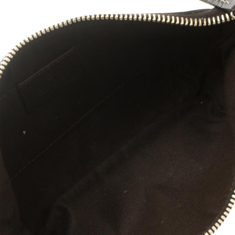 Pre Owned Gucci Beige/Brown GG Canvas Charm Wristlet Pouch