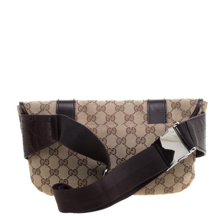 Pre Owned Gucci Beige/Brown GG Canvas Waist Pouch 
