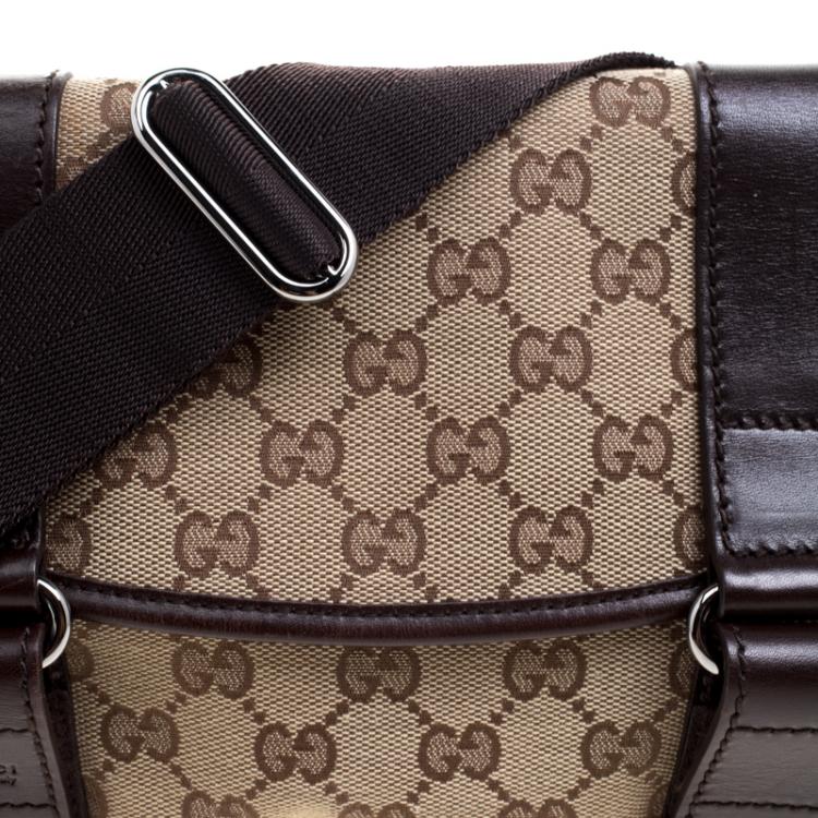 Pre Owned Gucci Beige/Brown GG Canvas Waist Pouch 