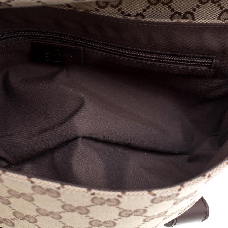 Pre Owned Gucci Beige/Brown GG Canvas Waist Pouch 