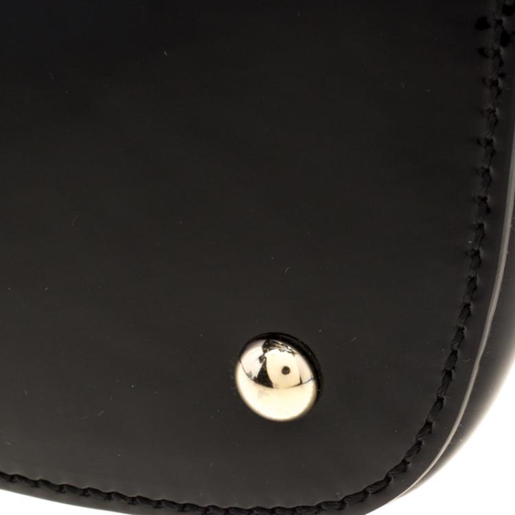 Pre Owned Gucci Black Microguccissima Patent Leather Large Nice Top Handle Bag