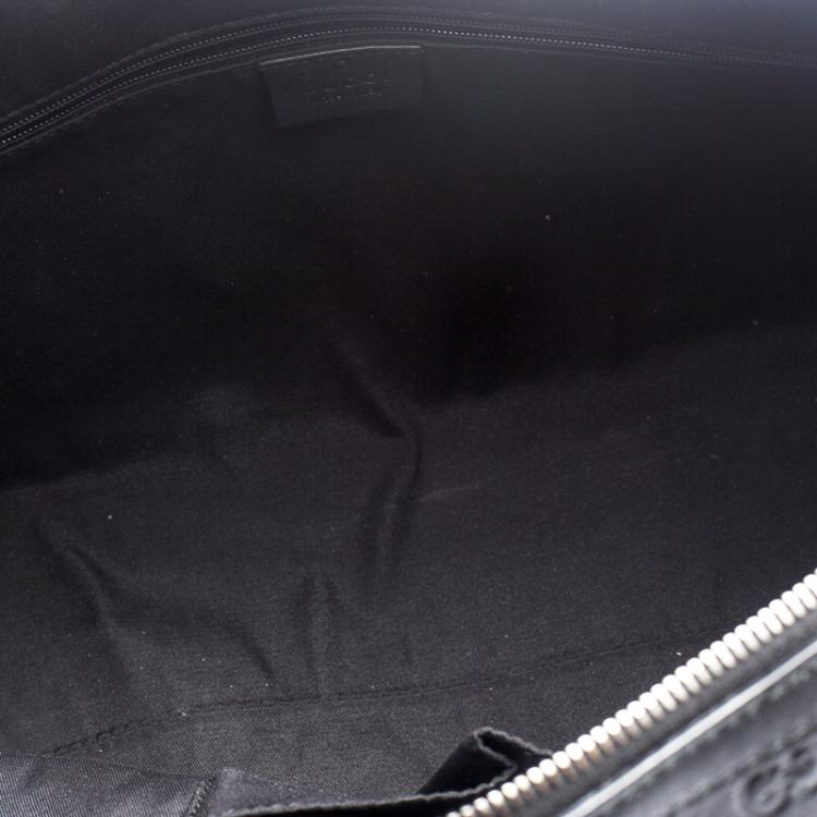 Pre Owned Gucci Black Guccissima Leather Convertible GG Charm Dome Satchel
