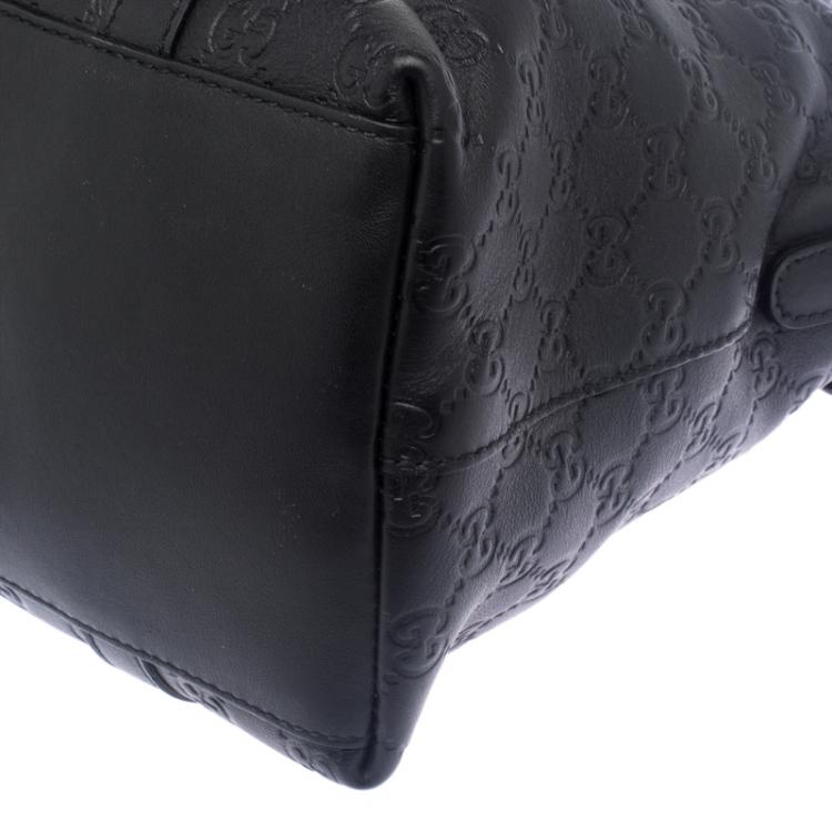 Pre Owned Gucci Black Guccissima Leather Convertible GG Charm Dome Satchel